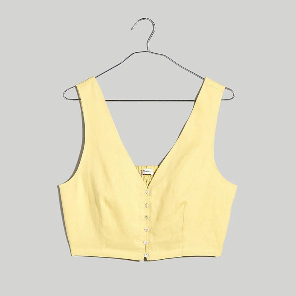NWOT Madewell Linen Gwen Crop Vest Top Size 10